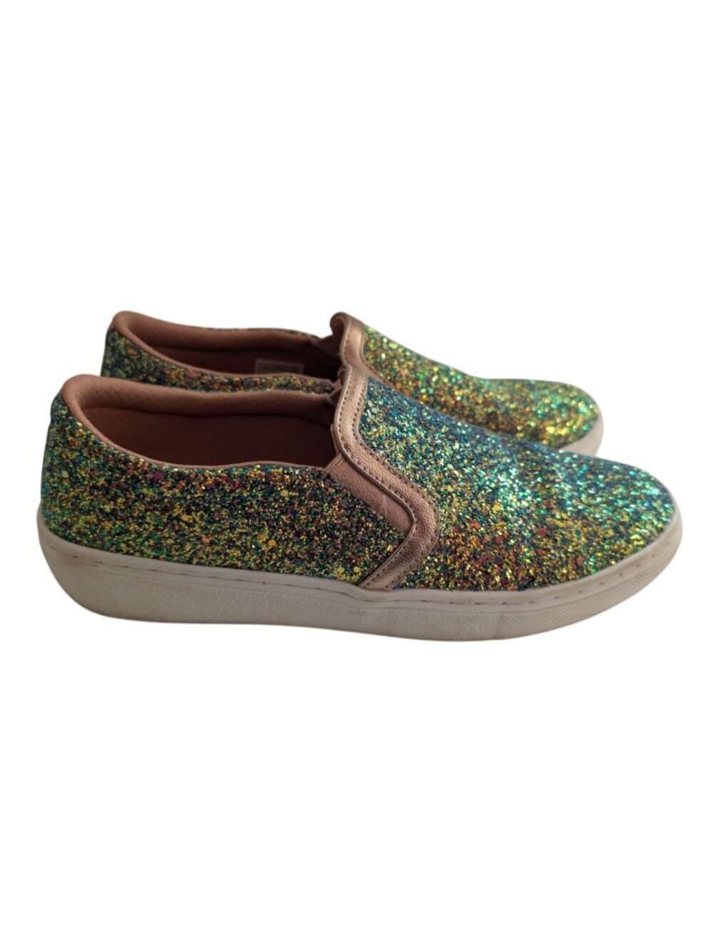 Skechers Street Goldie Black Glitter Slip-On Sneakers 74276 Memory Foam Sz 7.5